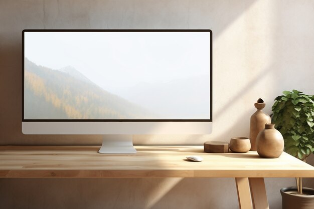 Vue de l'écran d'un écran d'ordinateur avec un bureau