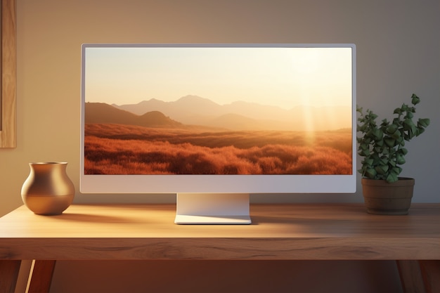 Photo gratuite vue de l'écran d'un écran d'ordinateur avec un bureau