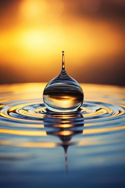 Vue de l'effet goutte d'eau