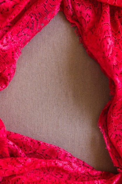 Vue élevée, De, Dentelle Rouge, Textile, Sur, Toile Sac Sac