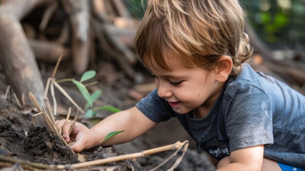 Photo gratuite vue d'un enfant pratiquant une activité de santé et de bien-être