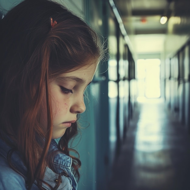 Vue de l'enfant qui souffre d'intimidation à l'école