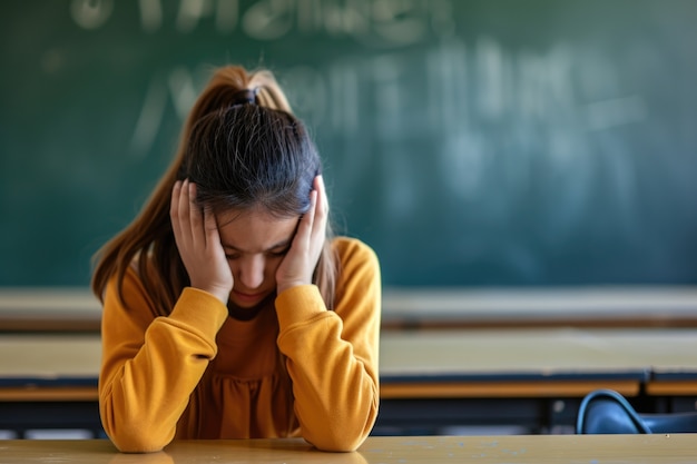 Vue de l'enfant qui souffre d'intimidation à l'école