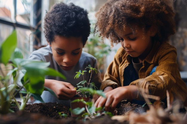 Vue des enfants pratiquant une activité de santé et de bien-être