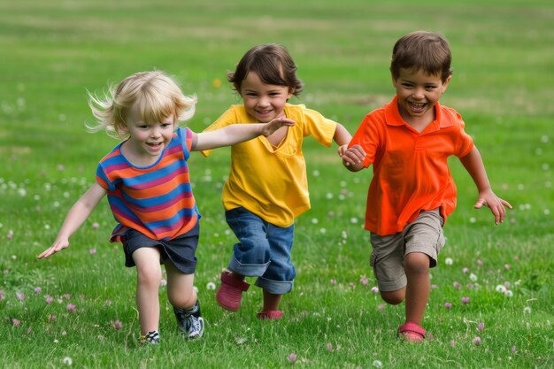 Vue des enfants pratiquant des activités de santé et de bien-être