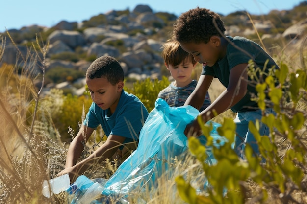 Vue des enfants pratiquant des activités de santé et de bien-être