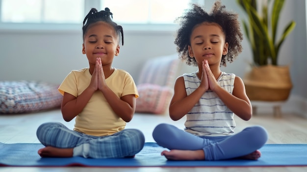 Photo gratuite vue des enfants pratiquant des activités de santé et de bien-être