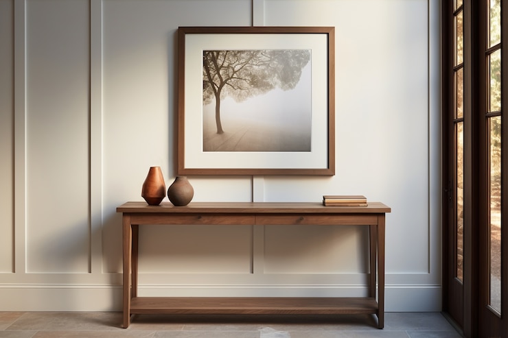 Photo gratuit vue de l'entrée moderne avec des meubles d'intérieur conçus