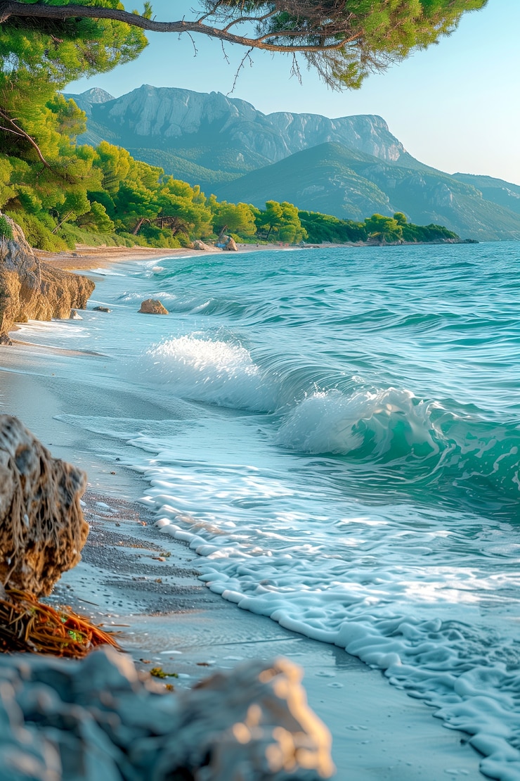 Photo gratuit vue époustouflante du paysage naturel de la plage