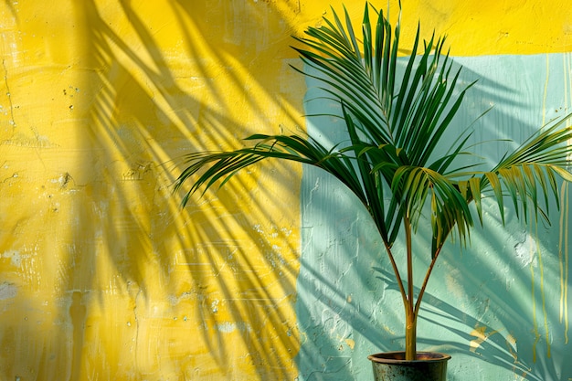 Vue d'espèces de palmiers au feuillage vert