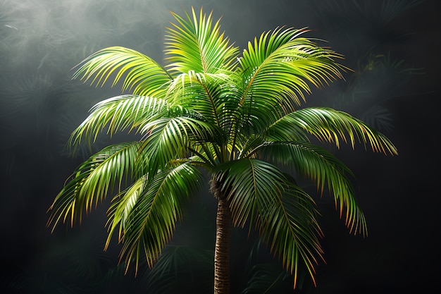 Vue d'espèces de palmiers au feuillage vert