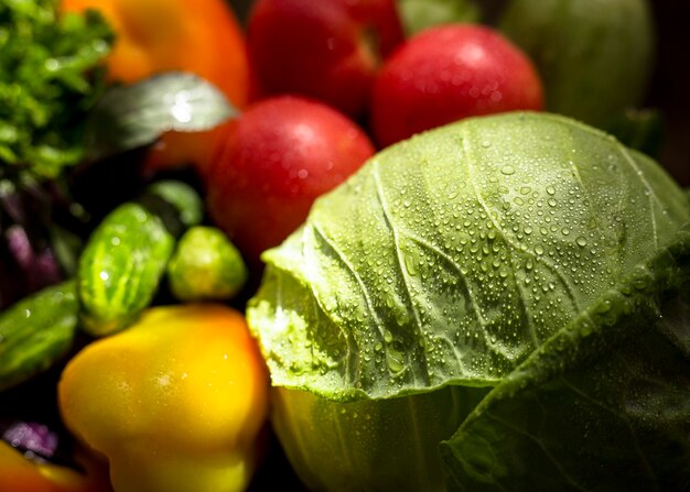 Vue de face de la disposition de délicieux légumes d'automne