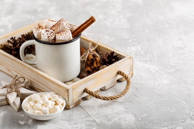 Photo gratuite vue de face du concept de chocolat chaud