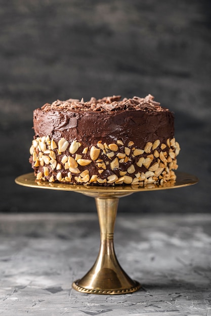 Vue de face du concept de délicieux gâteau au chocolat