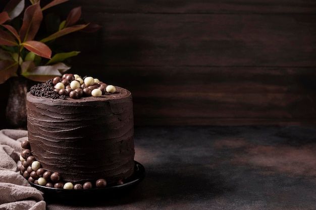 Vue de face du concept de gâteau au chocolat