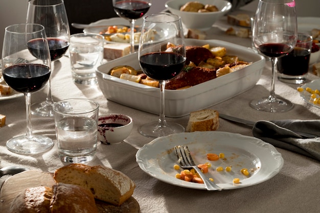 Vue De Face Du Délicieux Repas De Thanksgiving