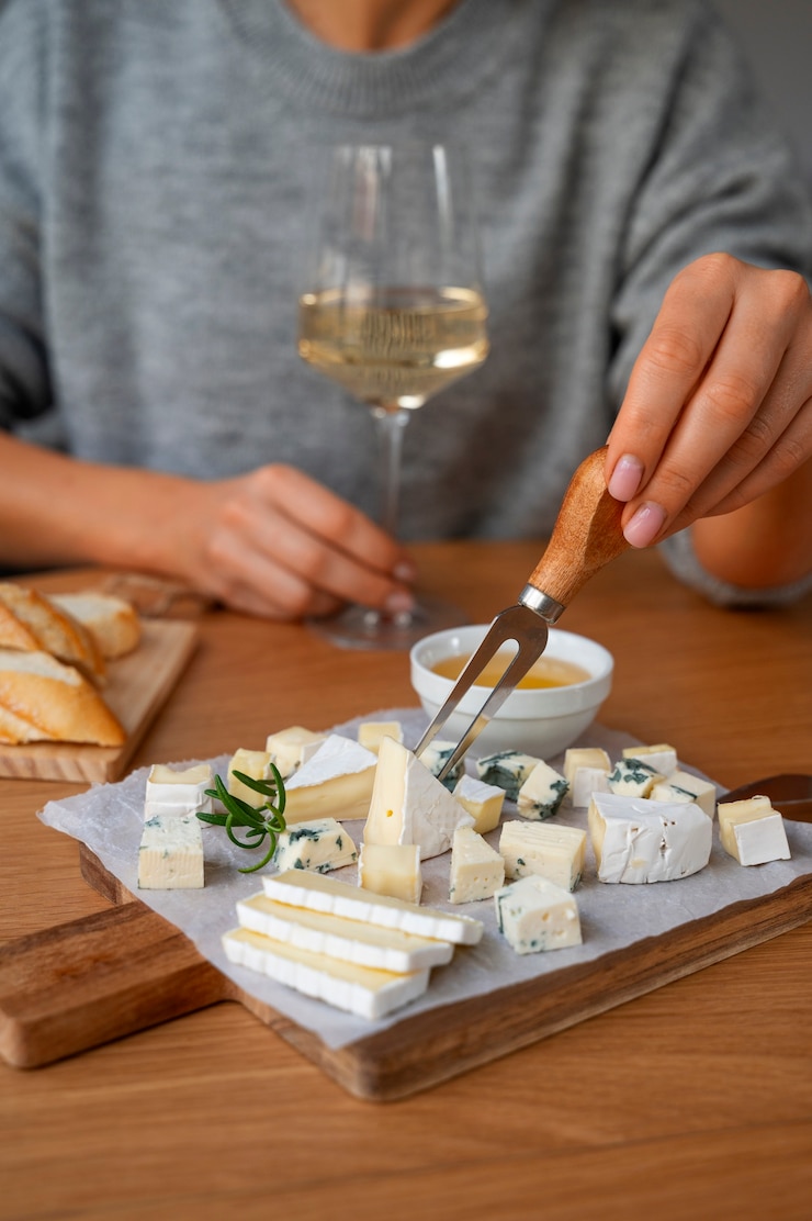 Photo gratuit vue de face femme avec un délicieux fromage