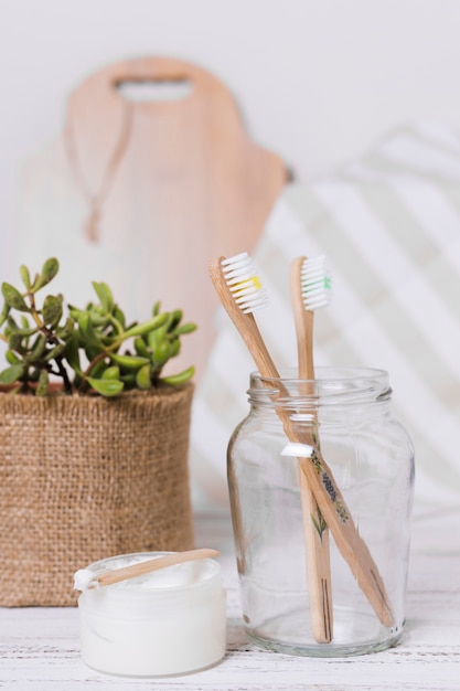 Vue de face des produits respectueux de l'environnement