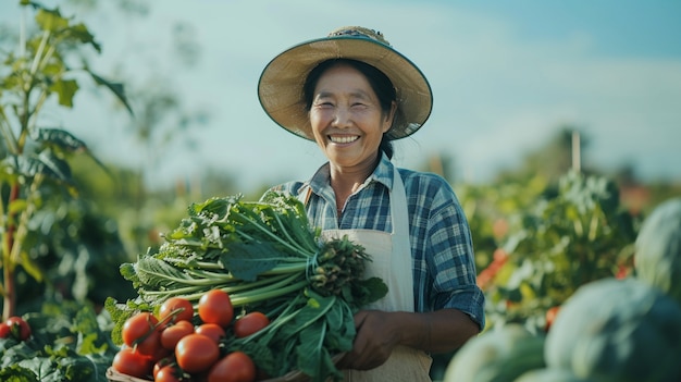 Photo gratuite vue d'une femme travaillant dans le secteur agricole pour célébrer la fête du travail pour les femmes.