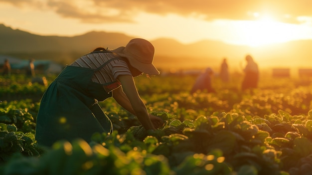 Photo gratuite vue d'une femme travaillant dans le secteur agricole pour célébrer la fête du travail pour les femmes.