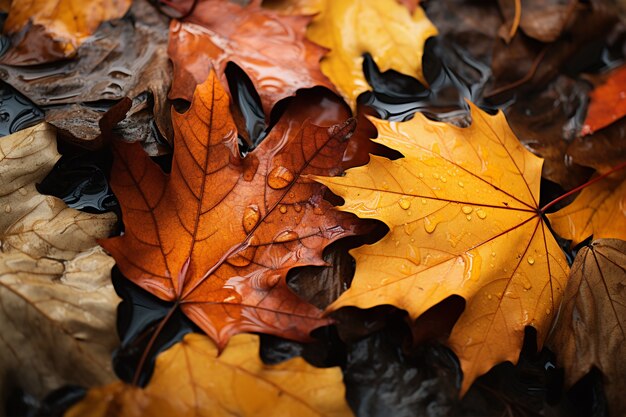 Vue des feuilles d'automne sèches