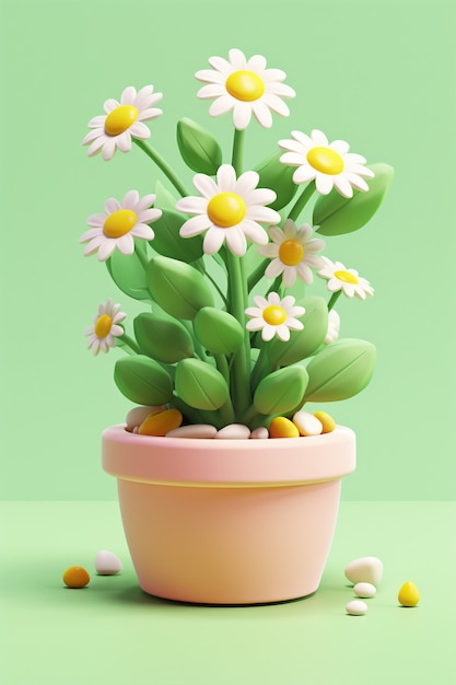 Vue de fleur 3D en pot