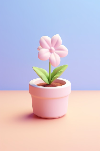 Photo gratuite vue de fleur 3d en pot