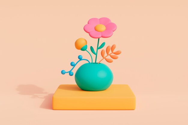 Vue de fleurs épanouies 3d