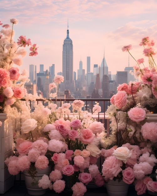 Photo gratuite vue des fleurs qui fleurissent à new york