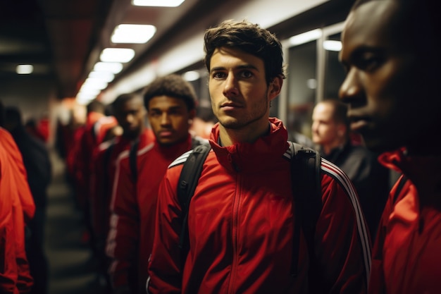 Photo gratuite vue des footballeurs avant le spectacle