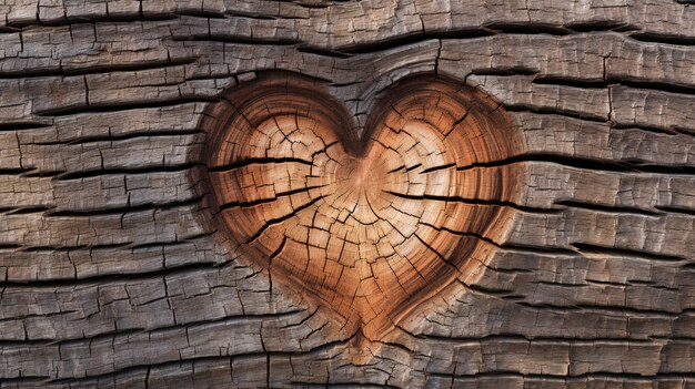 Vue de forme de coeur dans un tronc d'arbre