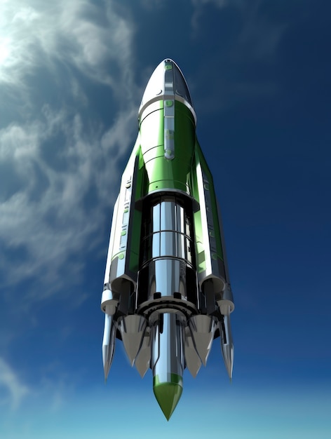 Vue d'une fusée spatiale futuriste