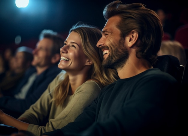 Photo gratuite vue de gens qui rient lors d'un spectacle de comédie