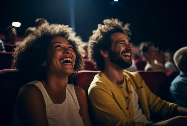 Photo gratuite vue de gens qui rient à un spectacle de comédie stand-up