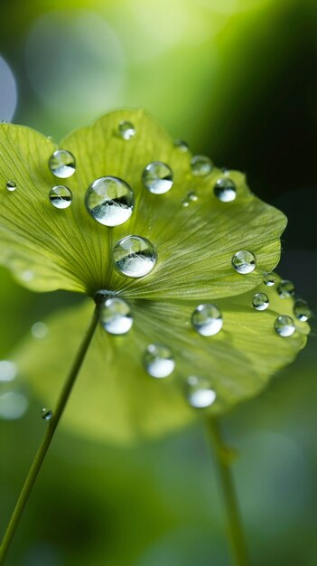 Vue des gouttes d'eau sur les feuilles