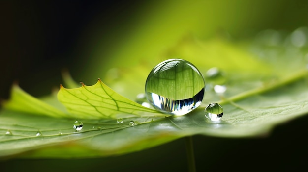 Vue des gouttes d'eau sur les feuilles