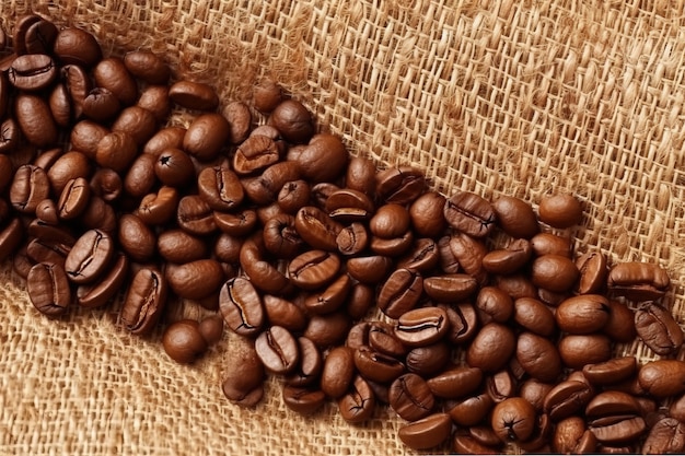 Vue des grains de café torréfiés en 3D