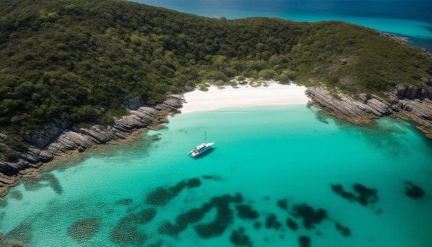 Photo gratuite vue en grand angle d'une aventure de yacht tropical générée par l'ia