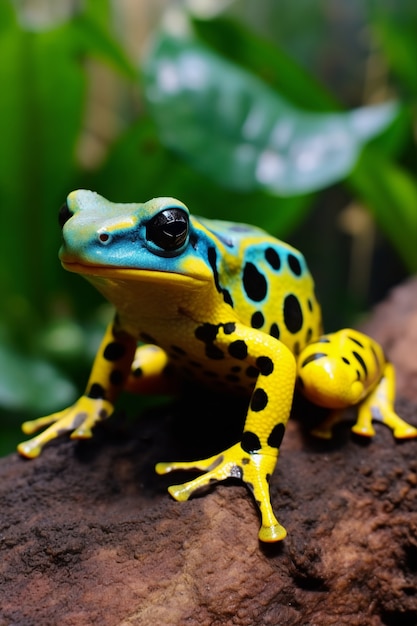 Vue de la grenouille aux couleurs vives dans la nature