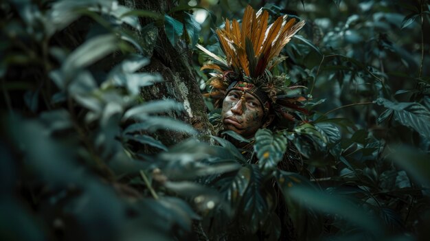 Vue d'un guerrier et d'un chef de l'ancien empire maya et inca