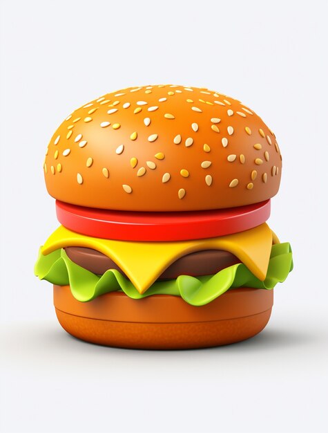 Vue d'un hamburger ressemblant à un jouet en 3D