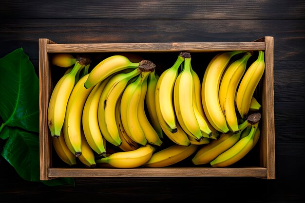 Vue de haut de l'arrangement des bananes crues