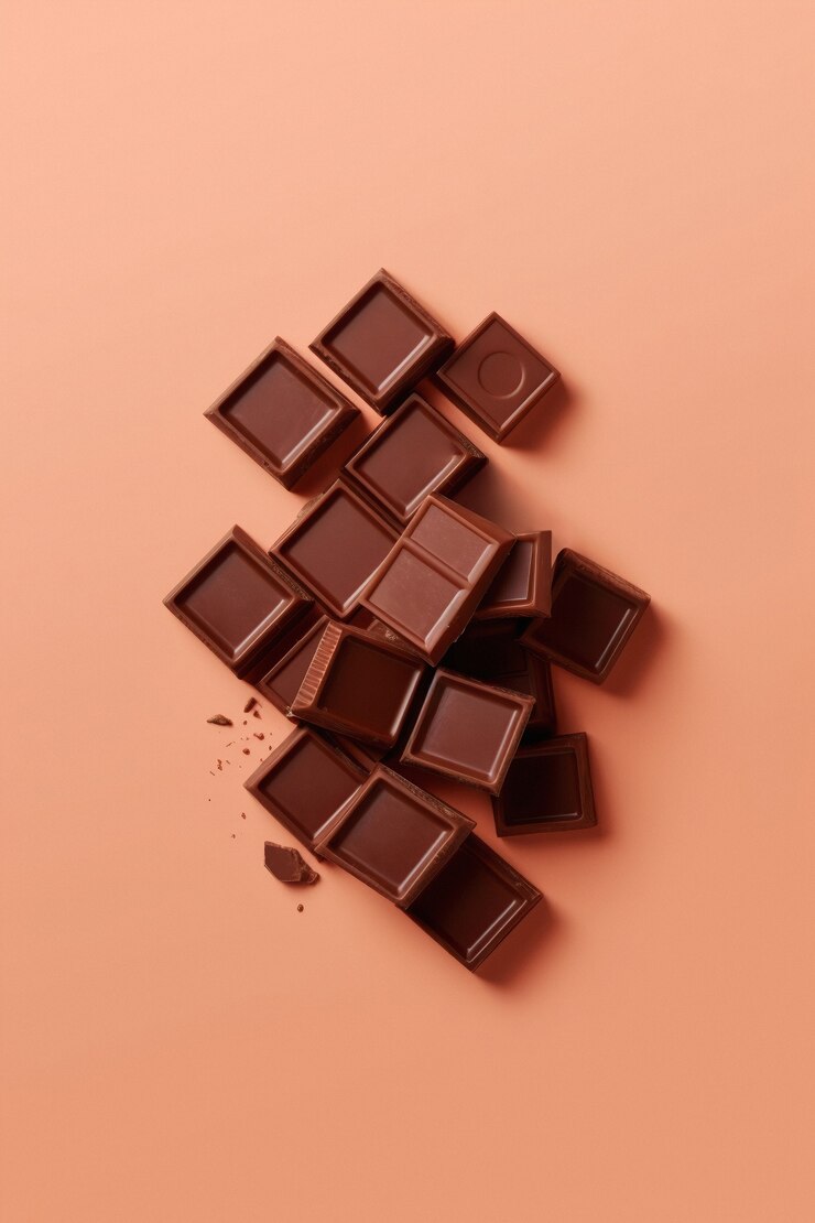 Photo gratuit vue de haut sur des morceaux de barre de chocolat