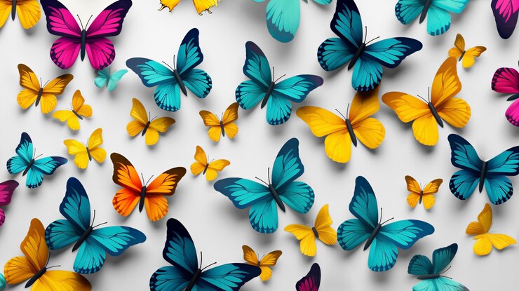Photo gratuit vue de haut des papillons en studio