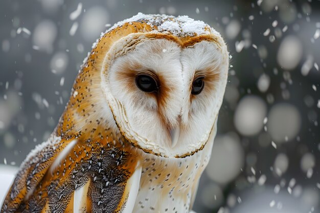 Vue d'un hibou dans un environnement froid avec une esthétique de rêve