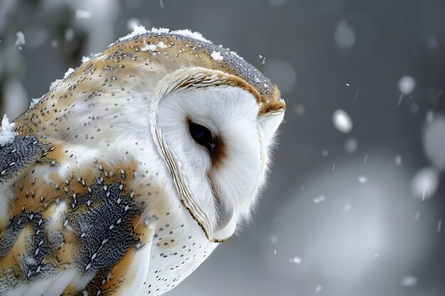 Vue d'un hibou dans un environnement froid avec une esthétique de rêve