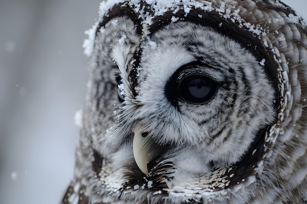 Vue d'un hibou dans un environnement froid avec une esthétique de rêve