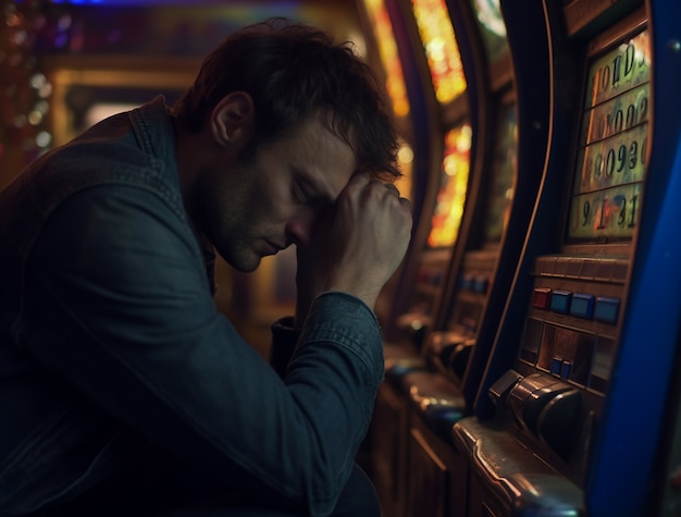 Vue d'un homme jouant au casino