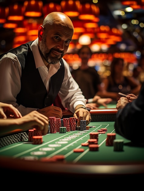 Photo gratuite vue d'un homme jouant au casino