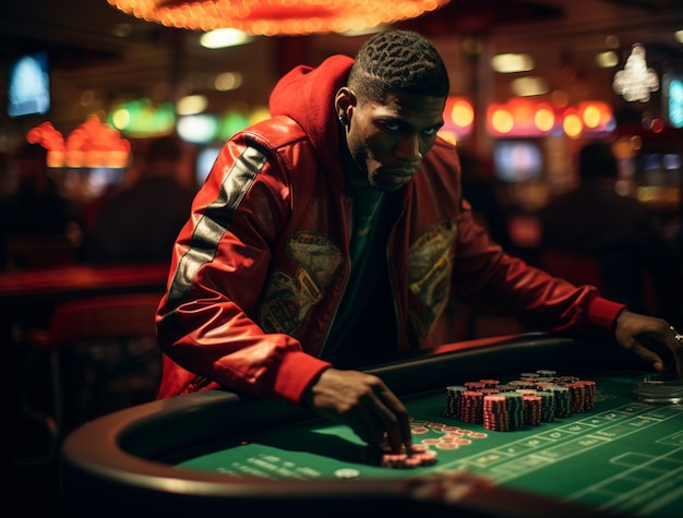 Photo gratuite vue d'un homme jouant au casino